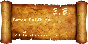 Berda Balázs névjegykártya